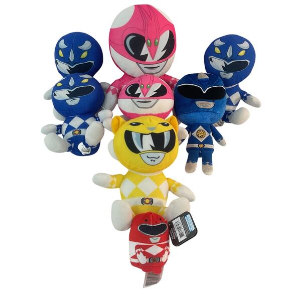 Lot of 8 Mighty Morphin’ Power Rangers Stuffed Toy Plush Pink Yellow Blue Red